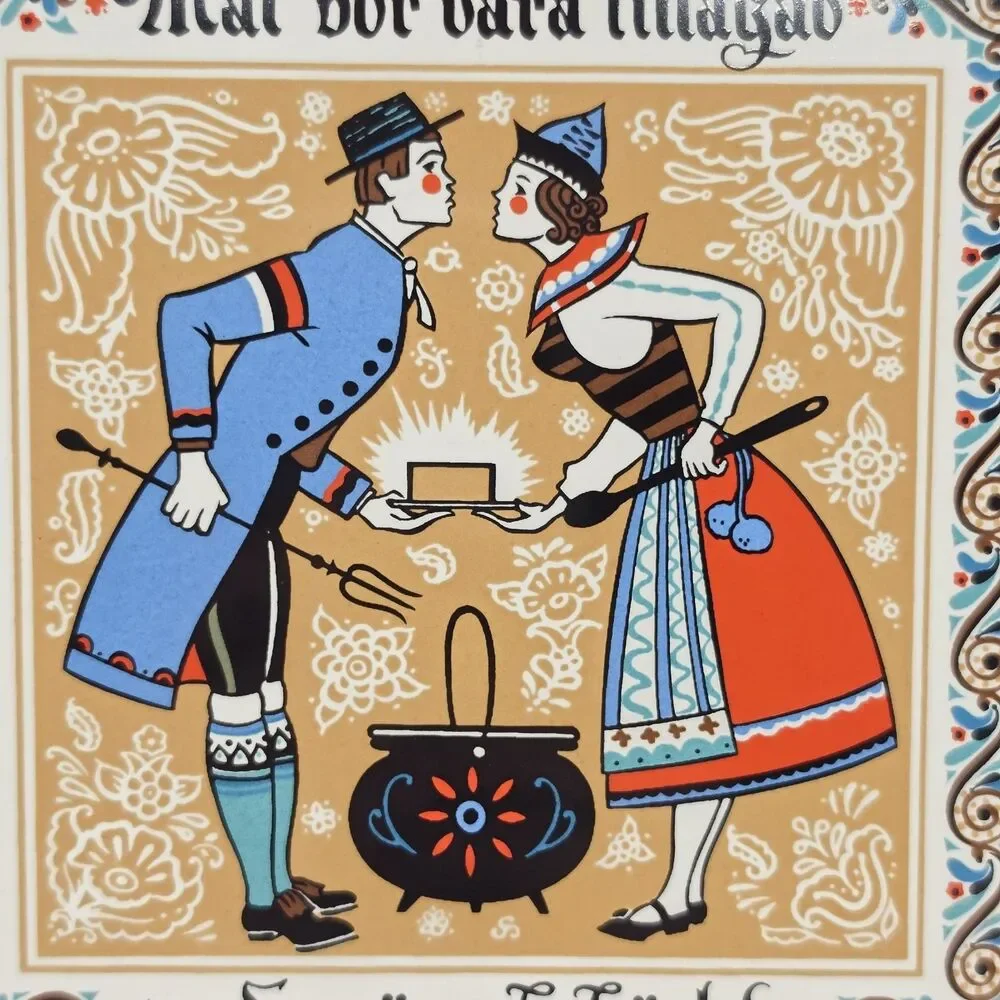 Vintage Berggren Originals Tile Scandinavian Folk Art Trivet Kitchen Decor